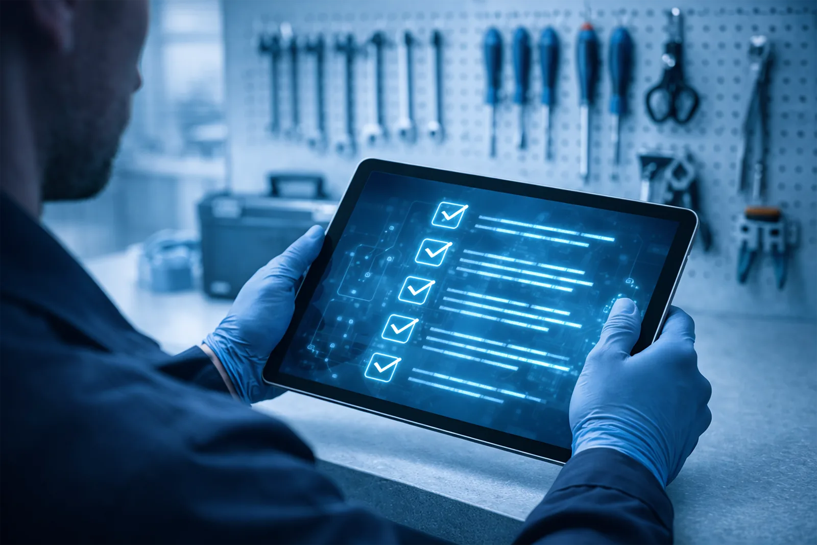 Quality checklist on tablet